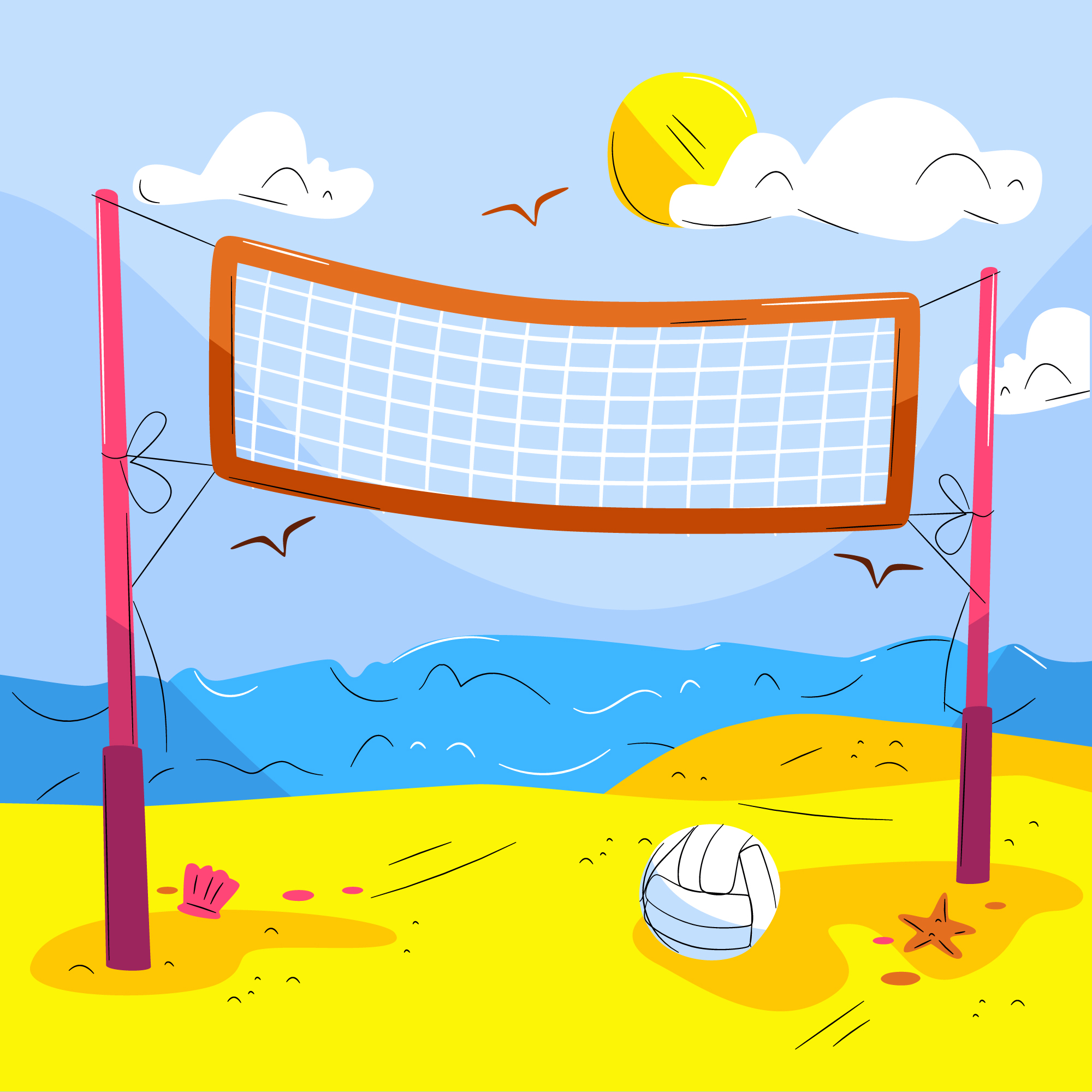 ILUSTRACIÓN RED VOLEIBOL PLAYA