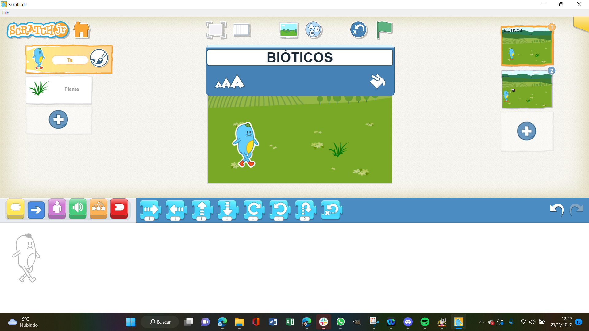 Captura de escritura de títulos en Scratch Jr.