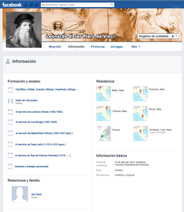 El facebook de Leonardo