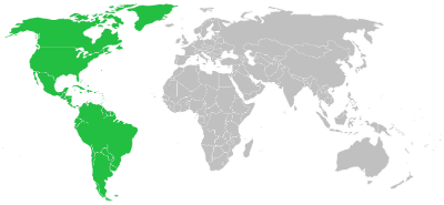 Planisferio con América resaltada