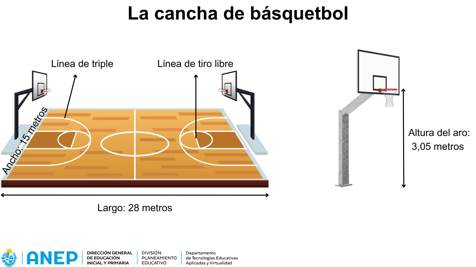 La cancha de básquetbol