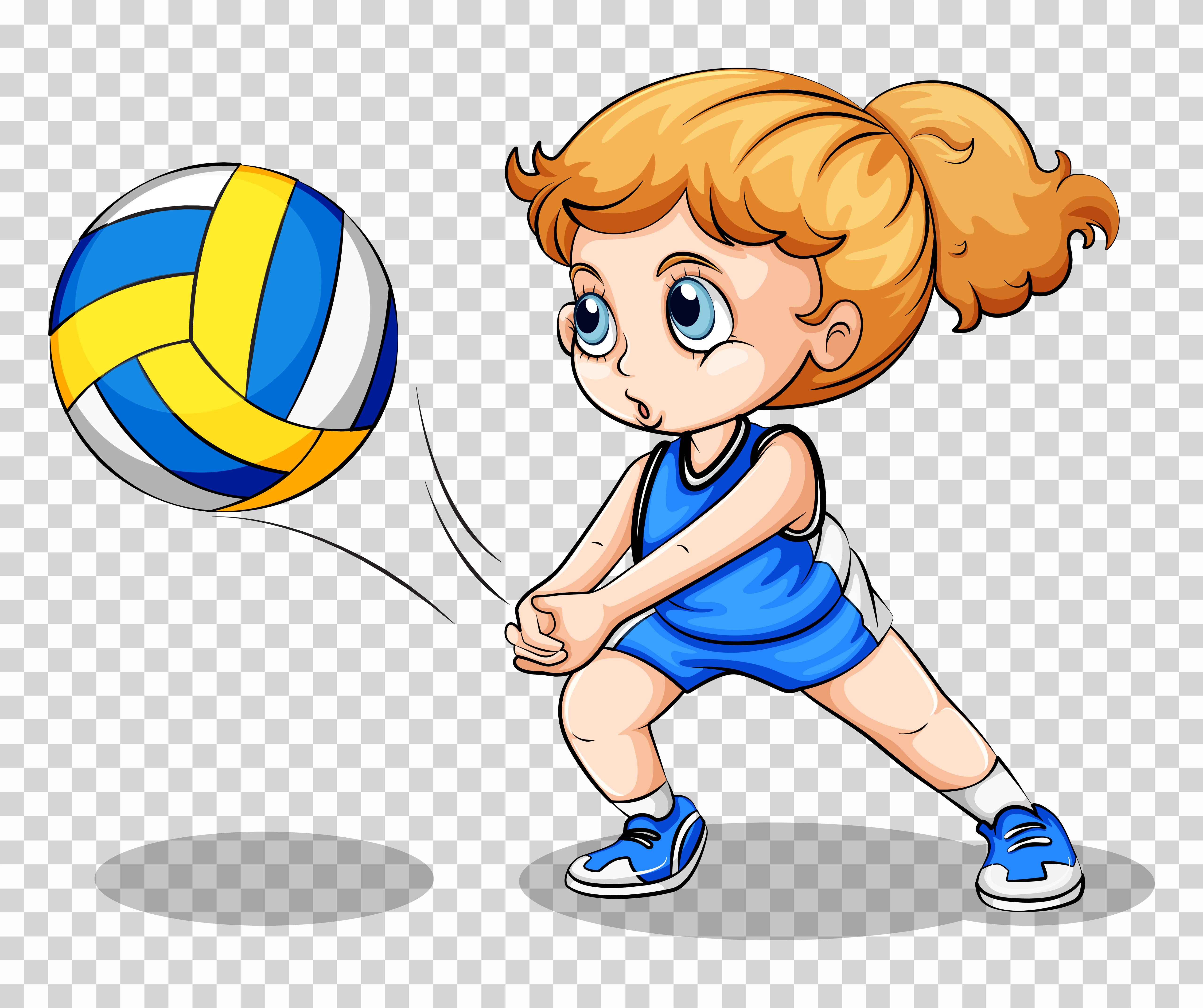 Niña golpeando el balón de vóleibol