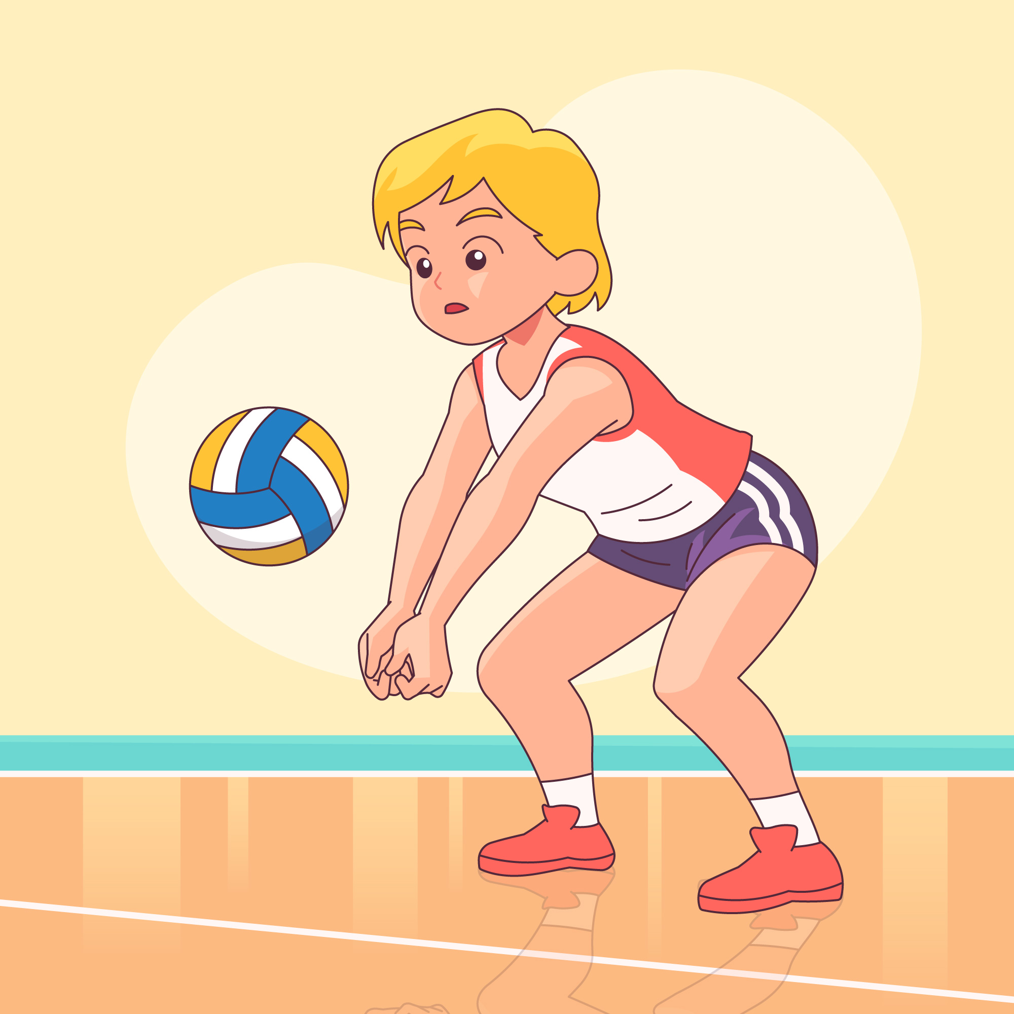 Niña golpeando el balón de vóleibol