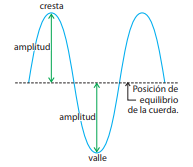 Amplitud, cresta y valle.