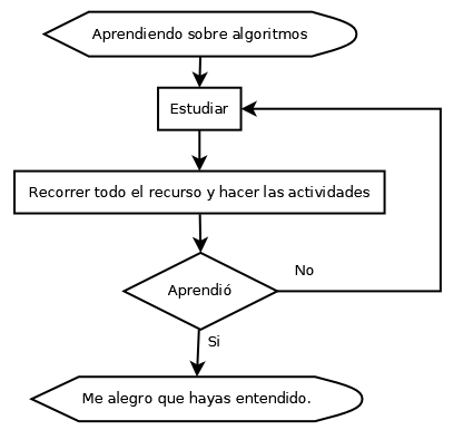 Diagrama de flujo que muestra pasos para entender sobre algoritmos.