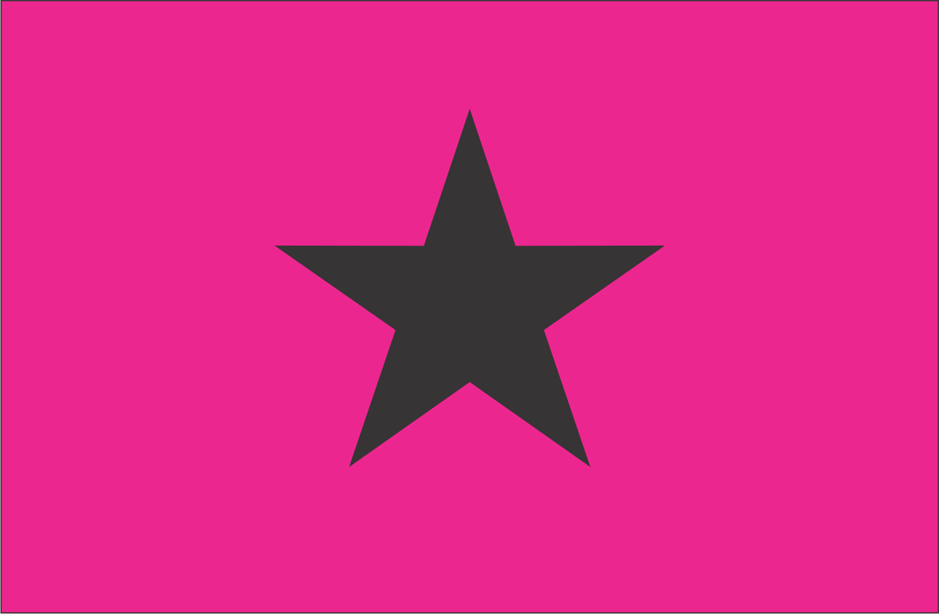 Imagen de estrella de color liso negro sobre fondo liso de color magenta