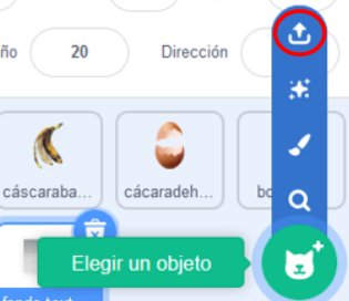 ícono de flecha de descarga para descargar imágenes desde la computadora en Scratch