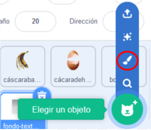 ícono de pincel para dibujar el objeto en Scratch