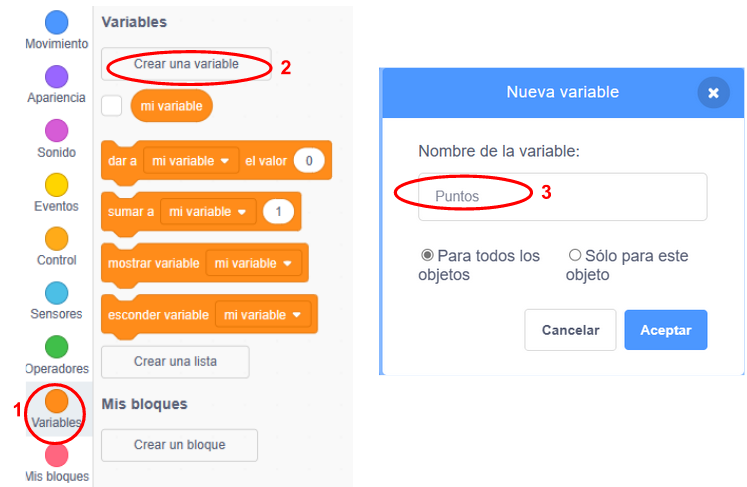 Cómo seleccionar una nueva variable en Scratch