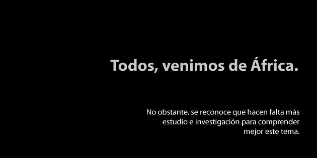 Todos, venimos de África. No obstante, se reconoce que hacen falta más estudio e investigación para comprender mejor este tema.