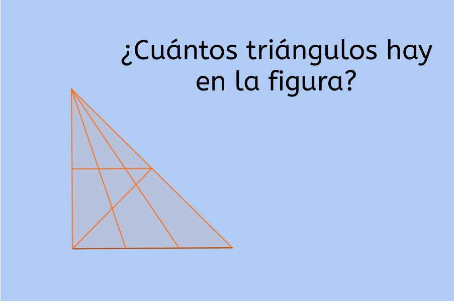 Un triángulo dividido en otros triángulos interiores