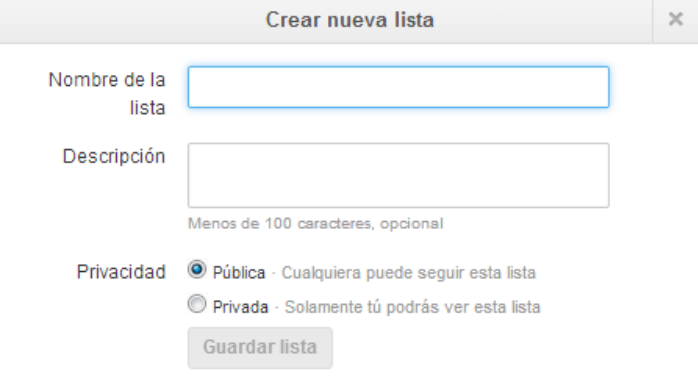 Crear nueva lista