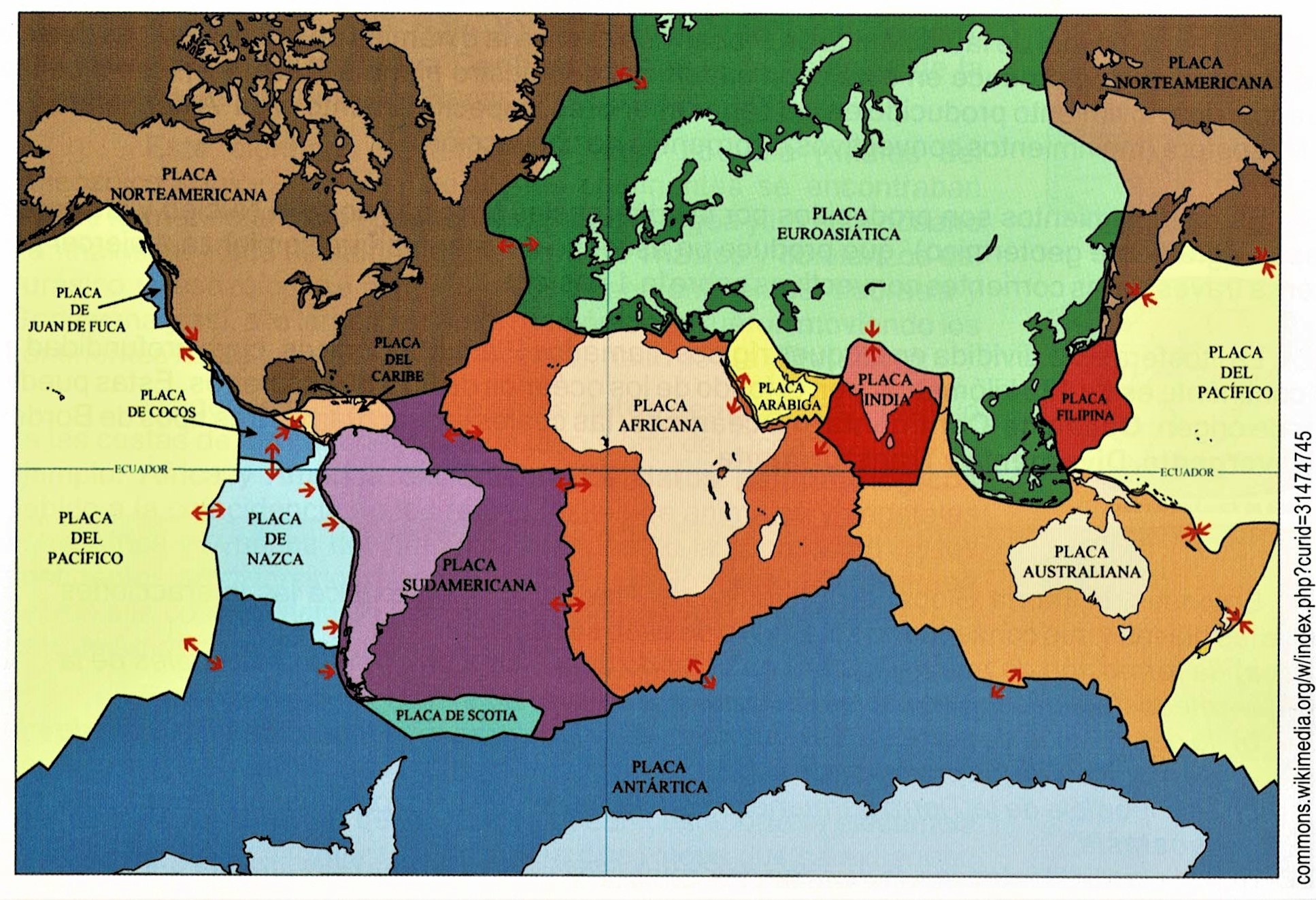 Mapa de placas tectónicas